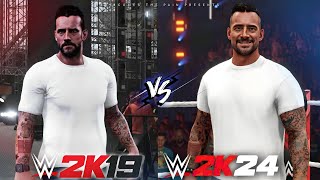 WWE2K24 VS WWE2K19 MODS FtCM PUNK CONCEPT 💎 [upl. by Bollinger912]