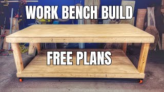 How to Build a Big Mobile Workbench  FREE BUILD PLANS  DIY Workbench [upl. by Willet]