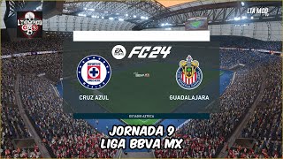 CRUZ AZUL VS GUADALAJARA JORNADA 9 LIGA BBVA MX SIMULACIÓN LTA MOD FC 24 [upl. by Ecnav497]