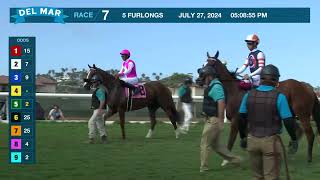 Connie Swingle wins the Daisycutter Handicap race 7 at Del Mar 72724 [upl. by Akimehs158]