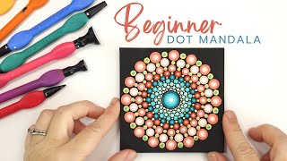 EASY Beginner Dot Mandala Tutorial  How to paint a dot mandala for Beginners [upl. by Atiluap439]