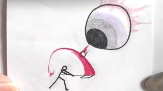 Stickman Vs Terraria eyeball flipbook fight animation [upl. by Shaum]