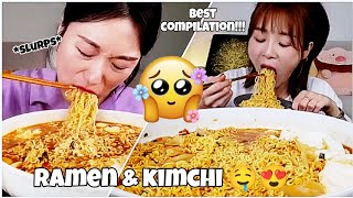 Mukbangers SLURPING huge AMOUNTS of NOODLES 🤤😍  Ramen Compilation  Best Kimchi amp Ramen  TrixASMR [upl. by Herbert]