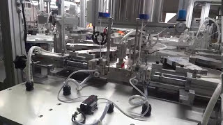 COSMETIC PARTS ASSEMBLY MACHINE Compact Assembling with Pad Print Mirror Gluing Pin Inserter [upl. by Ayirp658]