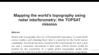 Mapping the worlds topography using radar interferometry the TOPSAT mission [upl. by Aleiram]