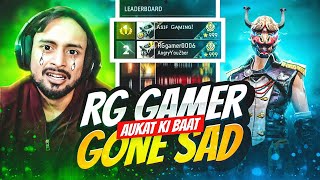 Region Top 1 Angry YouTuber 🤬 Rg Gamer Gone Sad After Losing a Game On Live 🤯  Garena Free Fire [upl. by Veda]