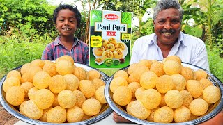 PANI PURI RECIPE  Instant Pani Puri Making  Readymade Pani Puri Kit  Village Daddy Channel [upl. by Aihsoj]