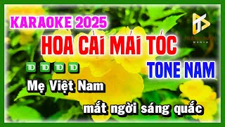 HOA CÀI MÁI TÓC Karaoke Cha Cha TONE NAM Nhạc Sống 2025  Karaoke Tình Quê [upl. by Fenwick]