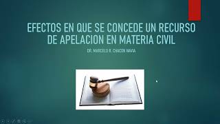 EFECTOS EN QUE SE CONCEDE UN RECURSO DE APELACION EN MATERIA CIVIL [upl. by Ludlew491]