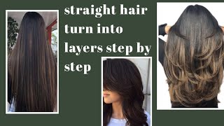 layer cut step by step hair setting with straightener [upl. by Elleniad]