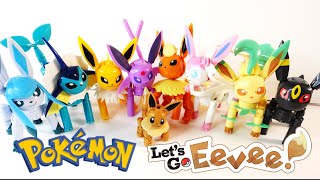 All Evolutions of Eevee  Pokemon Every Eevee Evolution Mega Construx [upl. by Yerfej]