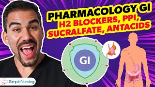 Pharmacology GI  H2 Blockers PPI Sucralfate Antacids nursing RN PN NCLEX [upl. by Pamella678]