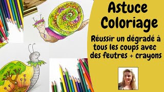 ASTUCE  Colorier avec des feutres et crayons de couleur pour réussir ces dégradés facilement [upl. by Llyrrad]