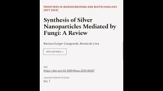 Synthesis of Silver Nanoparticles Mediated by Fungi A Review  RTCLTV [upl. by Enawyd]