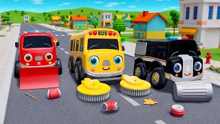 Wheels On The Bus Go To Town and Clean The Streets  Nursery Rhymes  Baby Bus amp Friends  Kids Song [upl. by Enyala]