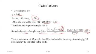 Minimum sample size calculation for prevalence study [upl. by Adnoloy]