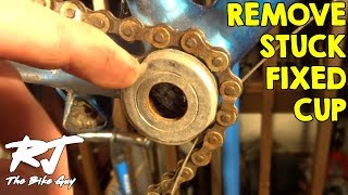 How To Remove A Stuck Fixed Cup From Bike Bottom Bracket [upl. by Rubi]