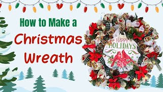 How To Make A Christmas Wreath  10quot Deco Mesh Christmas Wreath DIY Christmas Wreath Tutorial [upl. by Corell434]