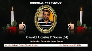 Final Journey of Oswald Aloysius D’Souza 54 Pernal Udupi  Daijiworld Udupi [upl. by Areema]