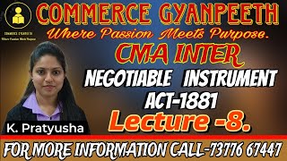 NEGOTIABLE INSTRUMENT ACT1881  CMA INTER  BUSINESS LAWS AND ETHICS  PAPER5  LECTURE8 [upl. by Joon]