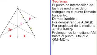 Baricentro punto de intersección de las tres medianas demostración [upl. by Norahc]