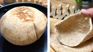 Pain Pita blé entier à la poêle 💯 santé Sans sucre Sans huile👌 Healthy whole wheat pita bread [upl. by Hadeehuat]