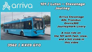 101 • Luton to Stevenage  Journey  3662  KX09GYO  ADL Transbus Enviro300  121024 [upl. by Rame]