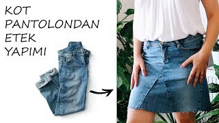 DIY  Kot Pantolondan Etek Yapımı  Pants Skirts Construction [upl. by Lovell]