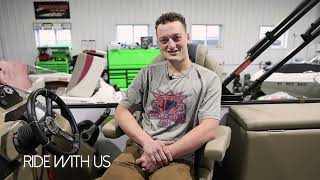 Seastar Electric Steering Install On SunChaser Pontoon Boat  Keuka Watersports [upl. by Nangem]