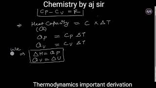 Thermodynamics important derivation  class 11 chemistry thermodynamics chemistry [upl. by Enaffit]