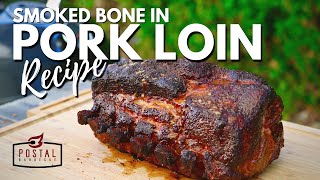 Smoked Bone In Pork Loin Roast on the Grill  Easy BBQ Recipe [upl. by Eecart]