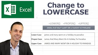 Change Text to Lowercase or Uppercase in Excel or First Letter Capitalized [upl. by Hecklau]