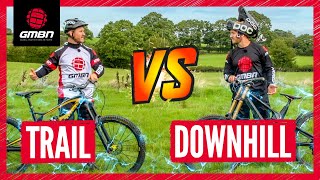 Trail Bike Vs Downhill Mountain Bike Challenges [upl. by Kester468]