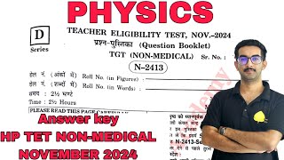 Answer Key HP TET NON MEDICAL NOVEMBER 2024PHYSICS By Nitesh Sir [upl. by Noorah392]