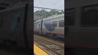 Acela blows horn at readville train [upl. by Einehpets]