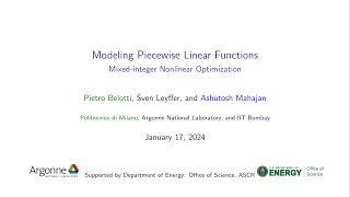 Lecture 12 Modeling Piecewise Linear Functions by Sven Leyffer [upl. by Nwahshar]