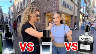 Women React to Dior Sauvage Creed Aventus YSL Y  Fragrance Street Reaction [upl. by Adanama525]