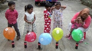 Anak Balita Bermain Balon amp Coca  Cola  Learn Colors with Balloons [upl. by Alliuqet96]