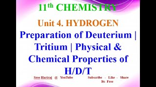 Preparation of Deuterium  Tritium  Physical amp Chemical Properties of HDT  in Tamil 11th [upl. by Llertnor]