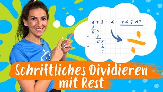 Schriftliches Dividieren mit Rest – EINFACH ERKLÄRT  Mathematik  Silicon Valley Kids [upl. by Itirahc]