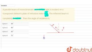 A parallel beam of monochromatic unpolarised light is incident on a transparent [upl. by Akimet]