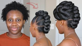 Hair Transformation Elegant Updo Style on 4c Natural Hair  Bridal GRWM Protective Styles [upl. by Winchell]