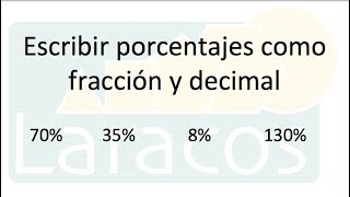 Como escribir porcentajes como fraccion y como decimal [upl. by Chrissa695]