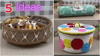 5 Diy Organizer Basket Diy Rope Basket Diy Jute Burlap Basket Diy Organizer [upl. by Yboc]