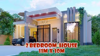 Small House design Simple amp modern 2 Bedroom House with rooftop balcony 11m x 10m [upl. by Ahsienal]