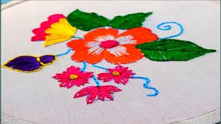 Beautiful Silk Thread Embroidery Flower design Hand Embroidery Designs [upl. by Henderson]