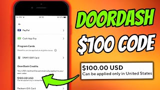 DoorDash Promo Code 2024 ✅ Get 100 Coupon Code for FREE Food For EXISTING and NEW Users [upl. by Hsakiv]