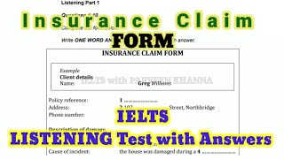 INSURANCE CLAIM FORM LISTENING TEST  BEST IELTS LISTENING TEST WITH ANSWERS  IELTS LISTENING [upl. by Glyn]