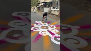 Road Running Rangoli rangoli rangolilover easyrangoli viral creativerangoli roadrangoli [upl. by Binnings]