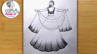 How to draw a girl with lehenga  girl drawing  how to draw a girl in beautiful traditional dress [upl. by Pete]